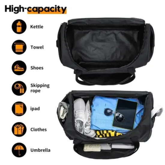 Gym Bag for Men - 55L Black Durable Large Duffle Bag for Travel, Workout, Fitness & Sport image {5}