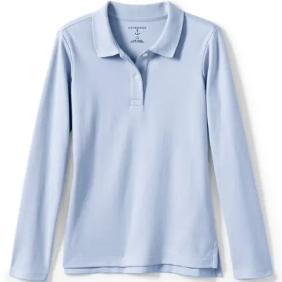 Lands' End School Uniform Girls Long Sleeve Feminine Fit Interlock Polo Shirt image {5}