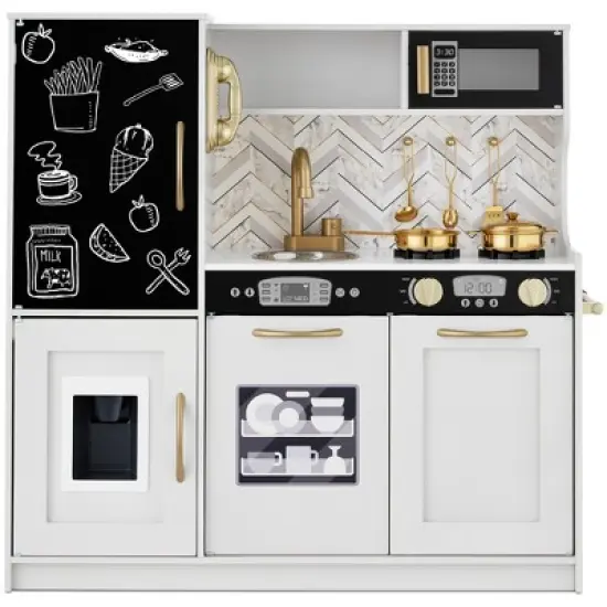 Best Choice Products Pretend Play Kitchen Wooden Toy Set for Kids w/ Telephone, Utensils, Oven, Microwave image {13}