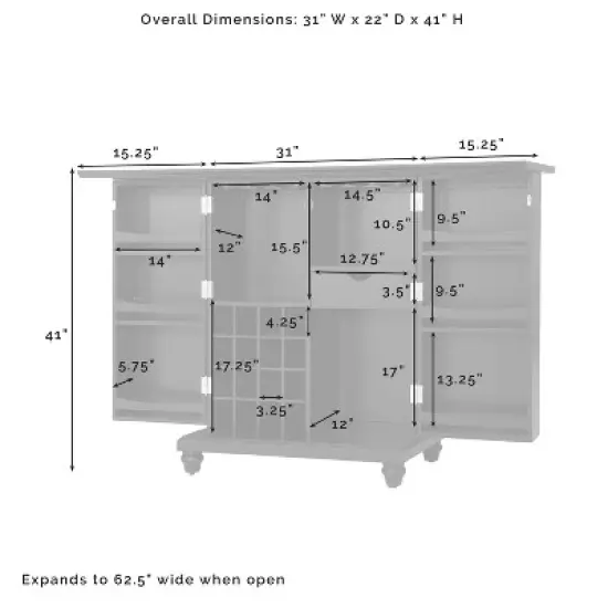Cambridge Expandable Bar Cabinet Black - Crosley image {9}