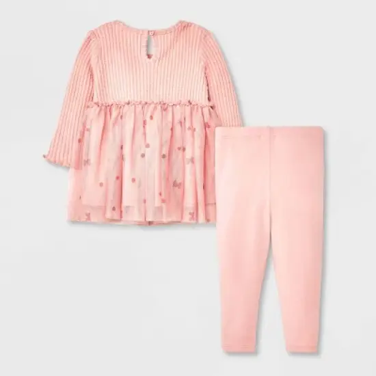 Baby Girls' Disney Mickey Mouse & Friends Polka Dots Top and Bottom Set - Pink image {1}