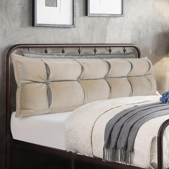 Headboard Backrest Set of 2 Pack Chenille Throw Pillows for Daybed Couch Support Reading Pillows, Gray &Beige image {7}