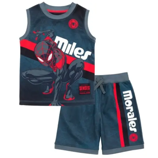 Marvel Spider-Man Miles Morales Mesh Tank Top Shirt and Shorts Toddler to Big Kid image {8}