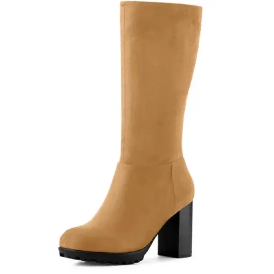 Allegra K Women's Mid Calf Block Heel Boots image {10}