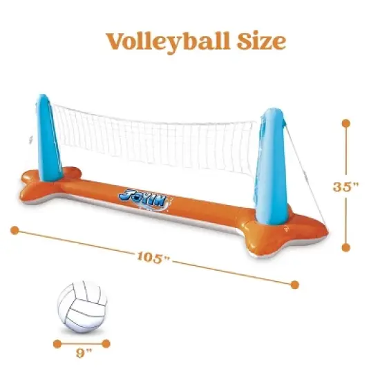 Joyfy Inflatable Pool Float Set Volleyball Net & Basketball Hoops, Floating Swimming Game Toy for Kids and Adults, Summer Floaties - Orange image {4}