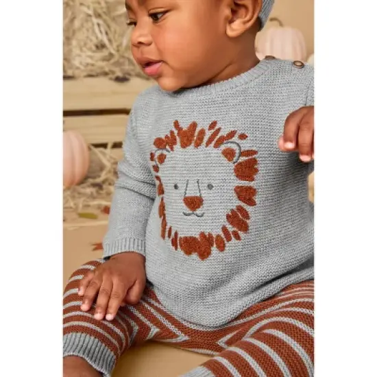 Carter's Just One You&reg;️ Baby Boys' 3pc Lion Sweater & Bottom Set - Gray image {1}