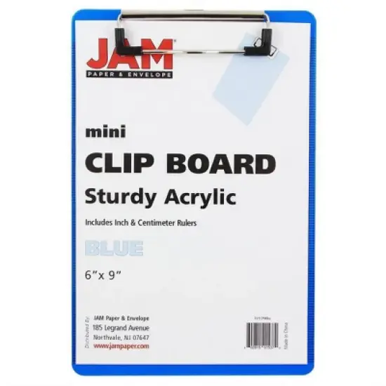 JAM Paper 6" x 9" Small Plastic Memo Clipboards with Low Profile Metal Clip - Mini image {2}