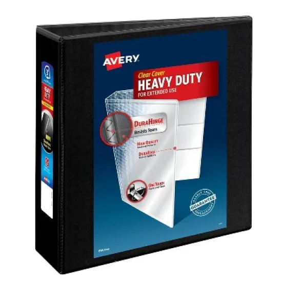 Avery 670 Sheet 3" Heavy Duty Non Stick View Ring Binder Black: 3 Inch D-Ring, Polypropylene, 4 Pockets, Clear Hard Cover image {4}
