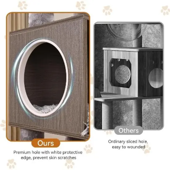 Cat Tree with Litter Box Enclosure, 2-in-1 Cat Tower, 66.9-Inch Tall Cat Condo with Scratching Posts, Perch (Grey) image {4}