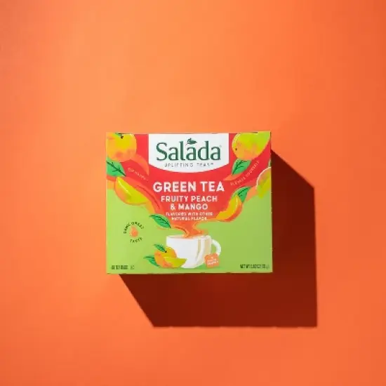 Salada Fruity Peach Mango Green Tea with 40 Individually Wrapped Tea Bags Per Box (Pack of 6) image {2}