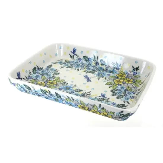 Blue Rose Polish Pottery 150 Vena Medium Rectangular Baker image {2}