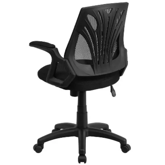 Flash Furniture Mid-Back Designer Black Mesh Swivel Task Office Chair with Open Arms image {6}