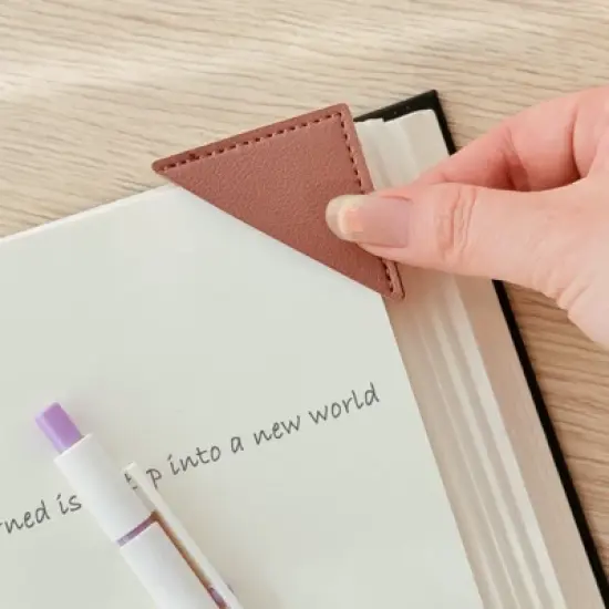 Wrapables Leather Corner Bookmarks, Page Marker, Reading Supplies (Set of 8), Triangles image {4}