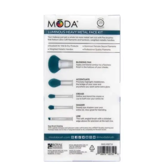 MODA Brush Metallic Heavy Metal Face Makeup Brush Set, Luminous- 5pc image {5}