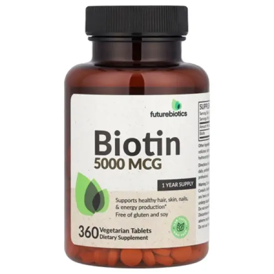 Futurebiotics Biotin , 5,000 mcg, 360 Vegetarian Tablets image {4}