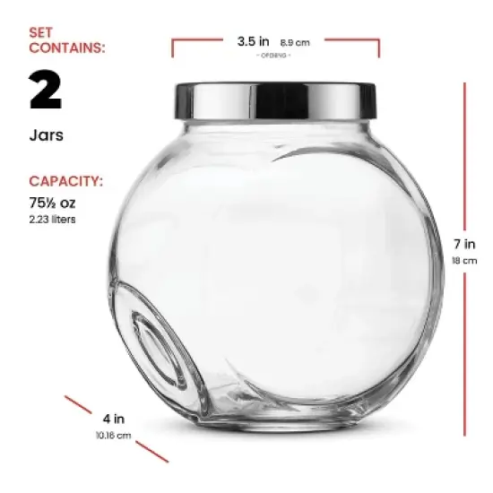 Bormioli Rocco Pandora Glass Candy Jar 75.5 oz Cookie Jar, 2 Pack, Plastic Airtight Seal Lid 2-Way Display, Bulk-Food Storage Jar for Snacks, Dry Food image {6}