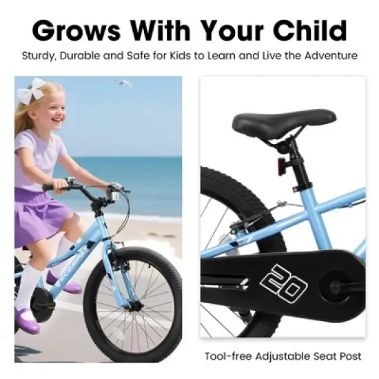 Gulches Elecony 20 Inch Kids Bike (4-7 Yrs/100-120cm), Ergonomic Frame, Coaster V-Brake, 85% Pre-Assembled and Tools (Multi-Color) image {2}