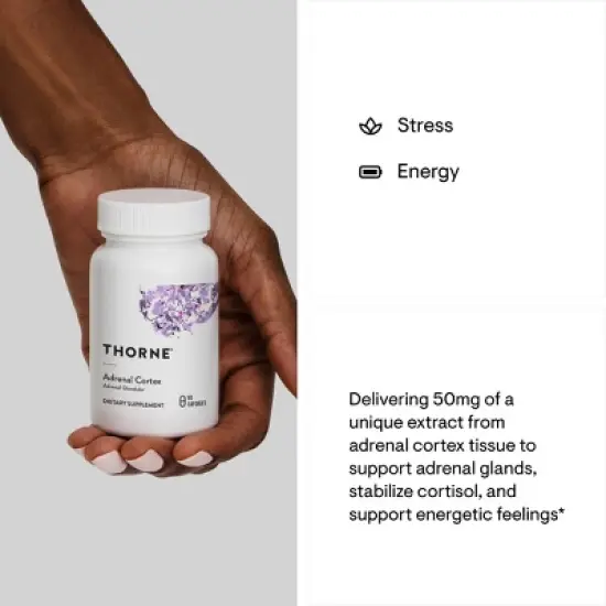 THORNE Adrenal Cortex - Bovine Adrenal Cortex Supplement for Cortisol Management - Support Healthy Adrenal Gland Function* - 60 Capsules image {3}