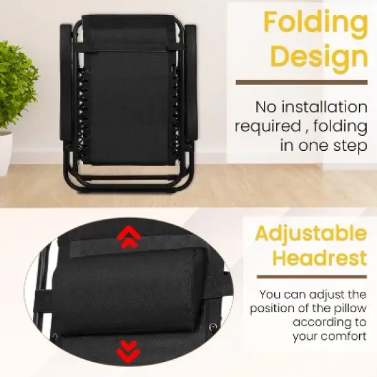 BeatMassage Zero Gravity Chair Foldable Patio Chair Lounge Patio Chaise with Cup Holder image {5}