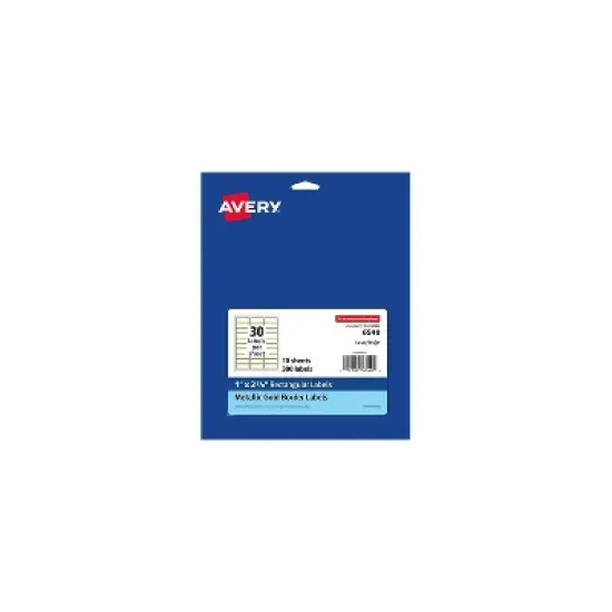 Avery Laser/Inkjet Address Label 1" x 2.63" Matte White/Gold 30 Labels/Sheet 10 Sheets/Pack (6540) image {8}