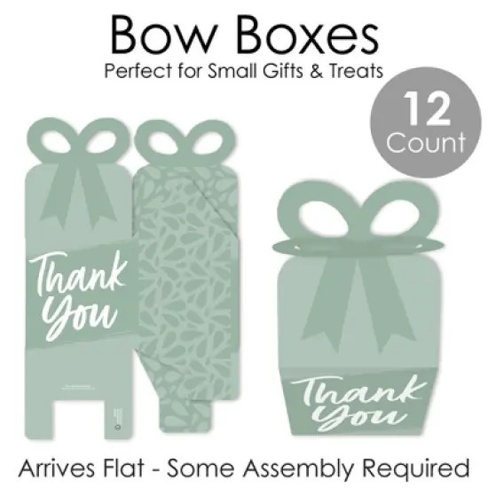 Big Dot of Happiness Sage Green Elegantly Simple - Square Favor Gift Boxes - Guest Party Favors Bow Boxes - Set of 12 image {4}