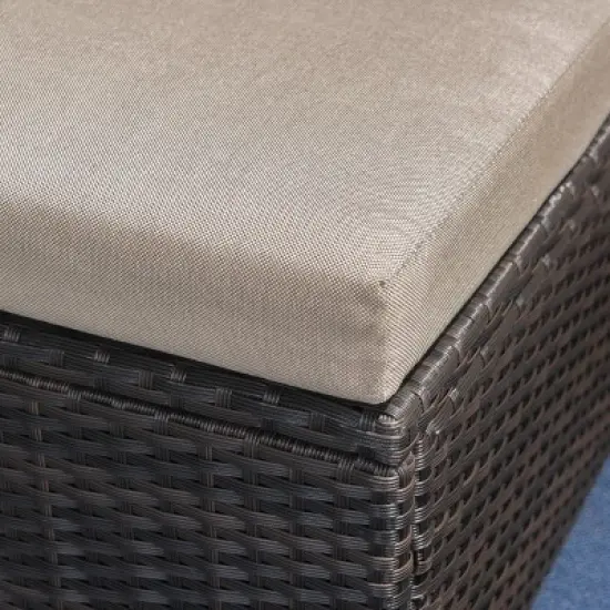 Puerta 6pc Wicker L-Shaped Sectional Sofa Set  - Dark Brown - Christopher Knight Home image {2}