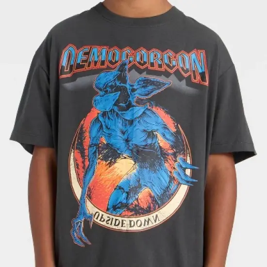 Boys' Stranger Things Demogorgon Oversized Short Sleeve Graphic T-Shirt - Black image {1}