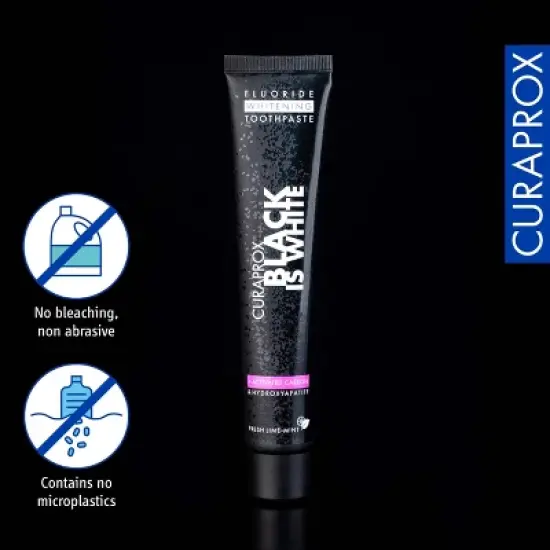 Curaprox Black Is White Toothpaste, 90 ml, Activated Carbon for Gentle Daily Whitening image {2}