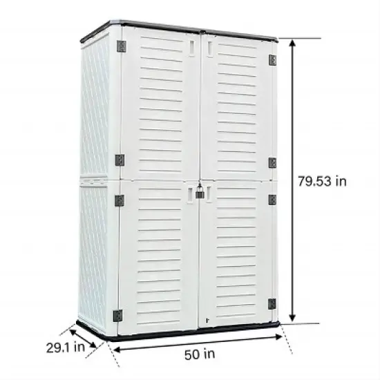 WELLFOR 380 gal Vertical Storage Deck Box Beige image {2}