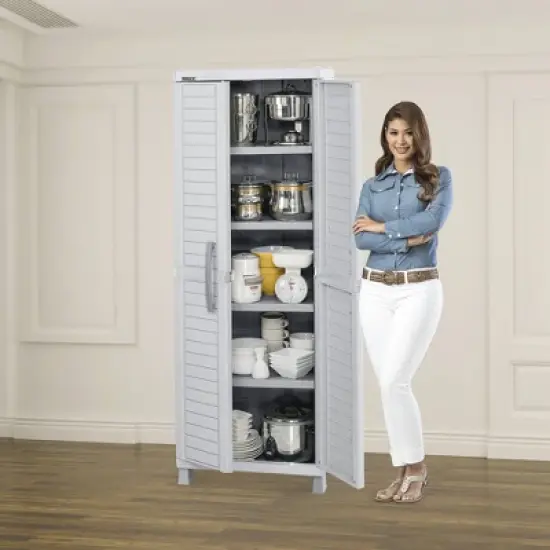 Large Storage Cabinet Light Gray - Inval image {3}