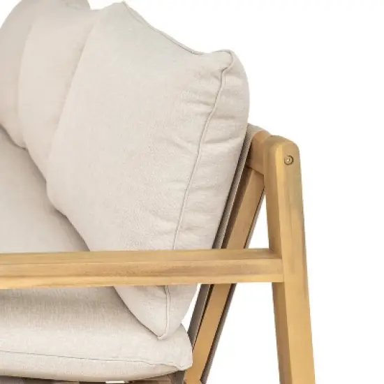 Christopher Knight Home Fabia 75" Rustic Patio Upholstered 3-Seater Loveseat with Rope Weave Open Back image {6}