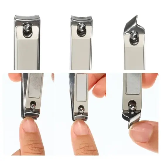 Unique Bargains Nail Clippers Nail Clipper Set for Nail Care Portable Stainless Steel Silver Tone Titanium Tone 3 Pcs image {4}