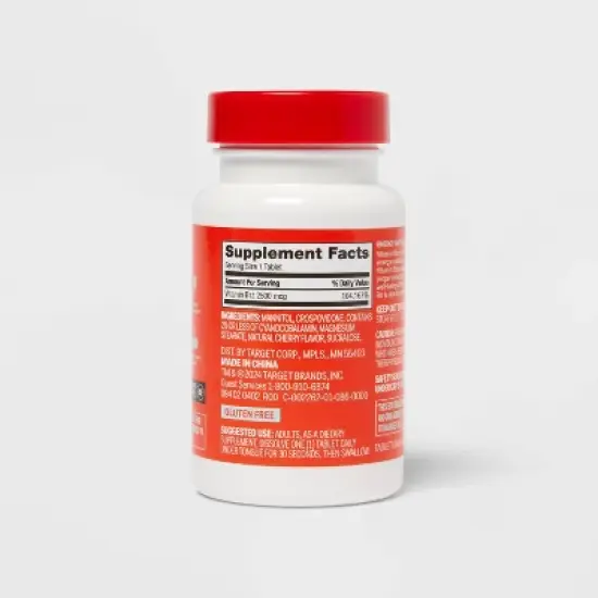 Vitamin B12 2500mcg Quick Dissolve Tablets - Cherry Flavor - up&up&trade; image {2}