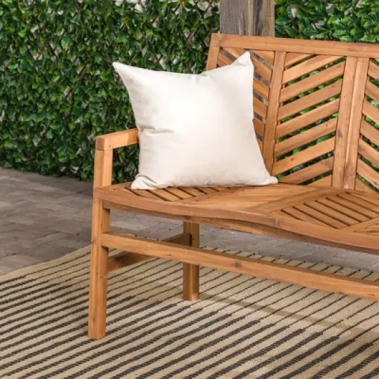 Slatted Chevron Acacia Wood Patio Loveseat &ndash; Saracina Home image {8}