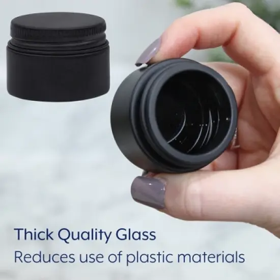 Darware Black Mini Glass Balm Jars, 24pk; Little Cosmetic Jars w/ Lined Black Metal Lids image {7}
