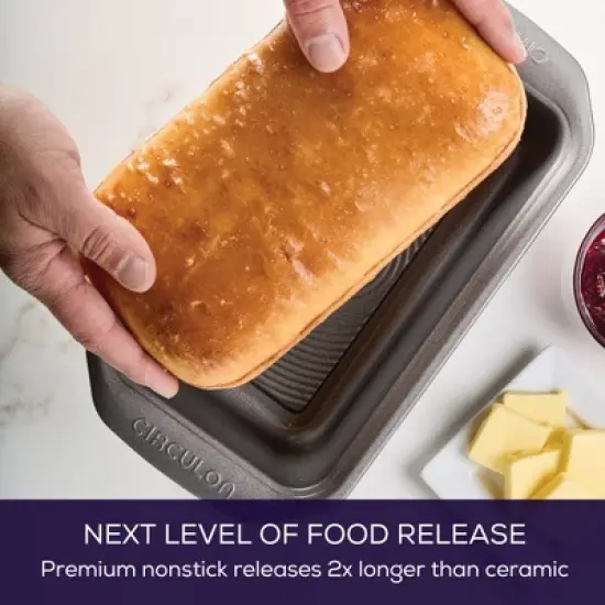 Circulon 9"x5" Loaf Pan Gray: Nonstick Aluminum Baking Dish, Dishwasher-Safe, Rectangle Shape, Lifetime Warranty image {2}