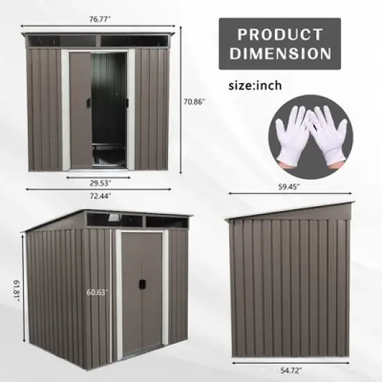 6' x 5' Outdoor Storage Shed, Garden Tool Metal Shed, Sliding Lockable Door with Window, Air Vents and Sloping Roof, for Backyard, Patio, Lawn image {5}