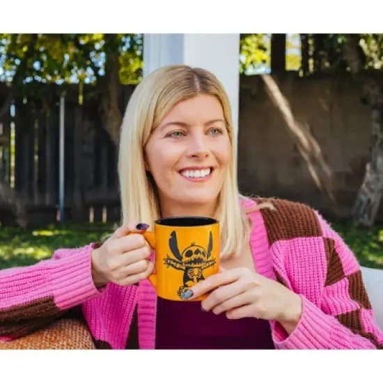 Silver Buffalo Disney Lilo & Stitch Skeleton Wax-Resist Ceramic Pottery Mug | 14 Ounces image {7}