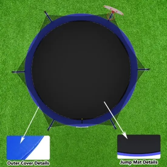 BestParts 14FT Trampoline with Safety Enclosure, Basketball Hoop, Ladder image {1}
