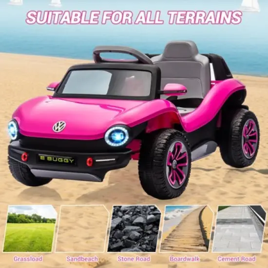 Licensed Volkswagen Beetle Ride-On Car for Kids, 12V Electric Vehicle, 4-Wheeler Toy Car with Remote Control, LED Lights, Music Player image {6}