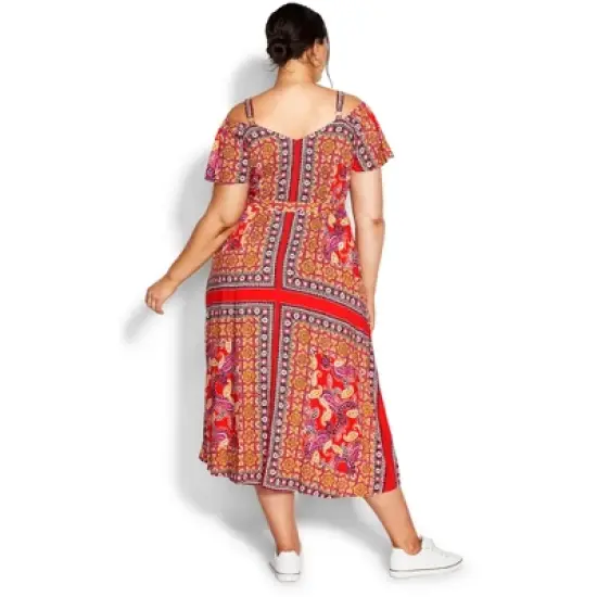 Women's Plus Size Zoey Cold Shoulder Maxi Dress - rose scarf | AVENUE image {1}