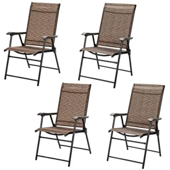 Costway 4PCS Outdoor Patio Folding Chair Camping Portable Lawn Garden W/Armrest image {2}