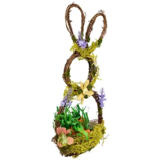 Northlight Artificial Floral Bunny Hanging Easter Basket Decoration - 14.5" image {2}