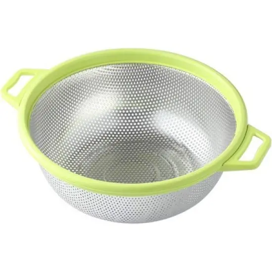 Stainless Steel Colander With Handle and Legs, Large Metal Green Strainer for Pasta image {6}