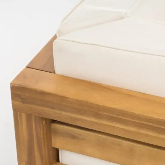 Christopher Knight Home Oana Outdoor Acacia Wood Right Arm Loveseat and Coffee Table Set with Cushion image {5}