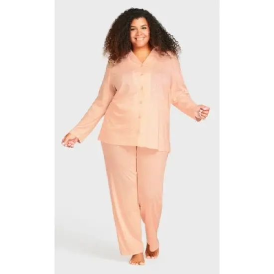 Women's Plus Size Button Through Sleep Top - Pink | AVENUE image {2}