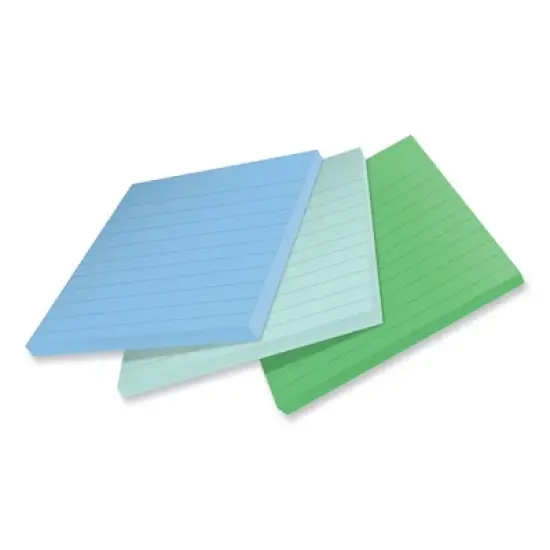 Post-it Notes Super Sticky 100% Recycled Paper Super Sticky Notes, Ruled, 4" x 4", Oasis, 70 Sheets/Pad, 3 Pads/Pack image {2}