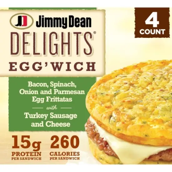 Jimmy Dean Delights Frozen Bacon Spinach & Onion Egg'wich - 16.4oz/4ct image {4}