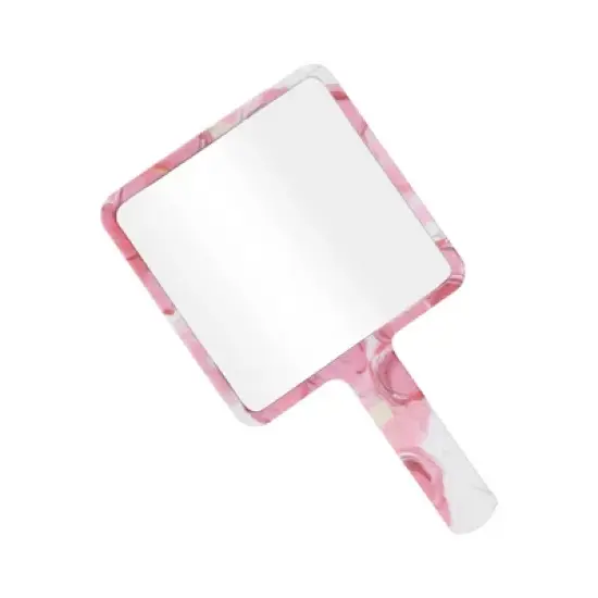 Unique Bargains Floral Square Handheld Mirror White Pink 1 Pc image {3}