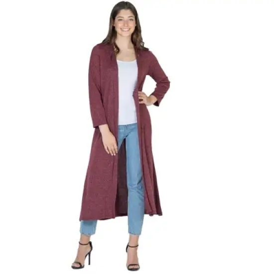 24seven Comfort Apparel Womens Long Duster Open Front Knit Cardigan image {6}